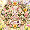 (Monthly Wreath)DIY Diamond Painting Acrylic Hanging Ornament, Double-Sided Printed Door Decoration,Pearl & Special Shaped Drill Art Home Decor