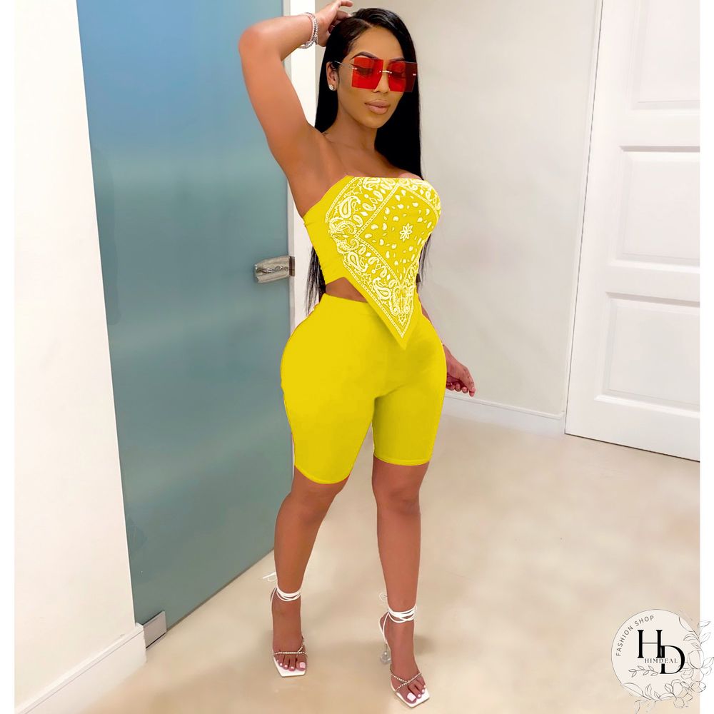 Graphic Bandana 2 Piece Tracksuit Set Women Printed Casual Sport Cute Sexy Club Outfits For Women Matching Sets Top Sets