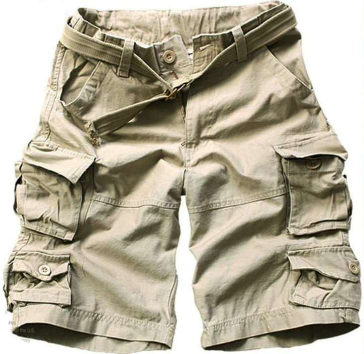 2025 Summer Hot High Quality Mens Cargo Shorts Multi-pocket Cotton Men Short Pants Workout Bermuda Shorts ( Free Belt