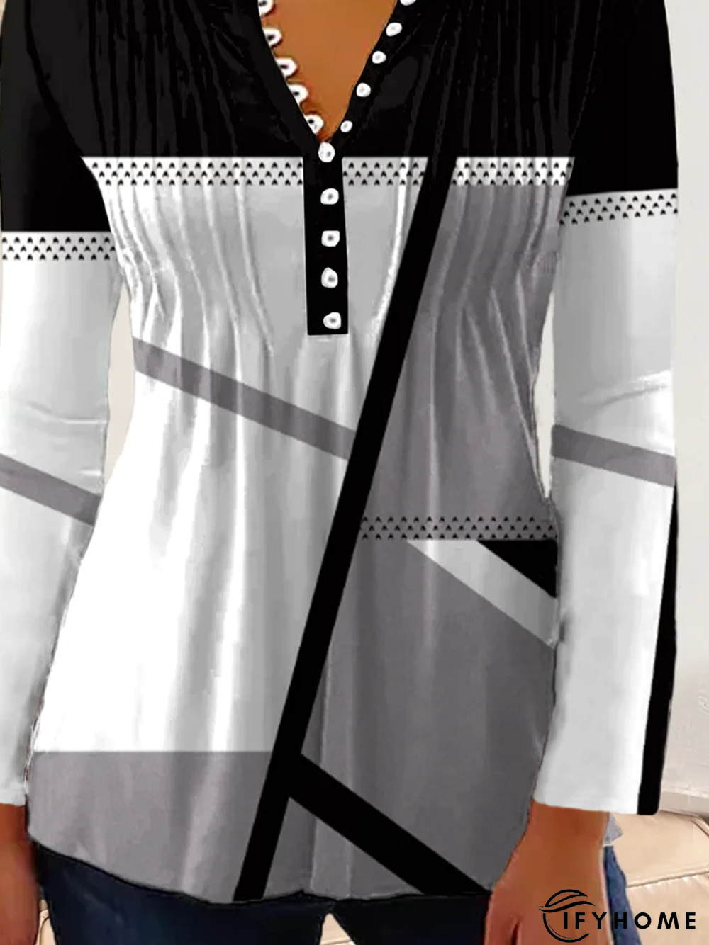 Geometric Printed Casual Top | IFYHOME