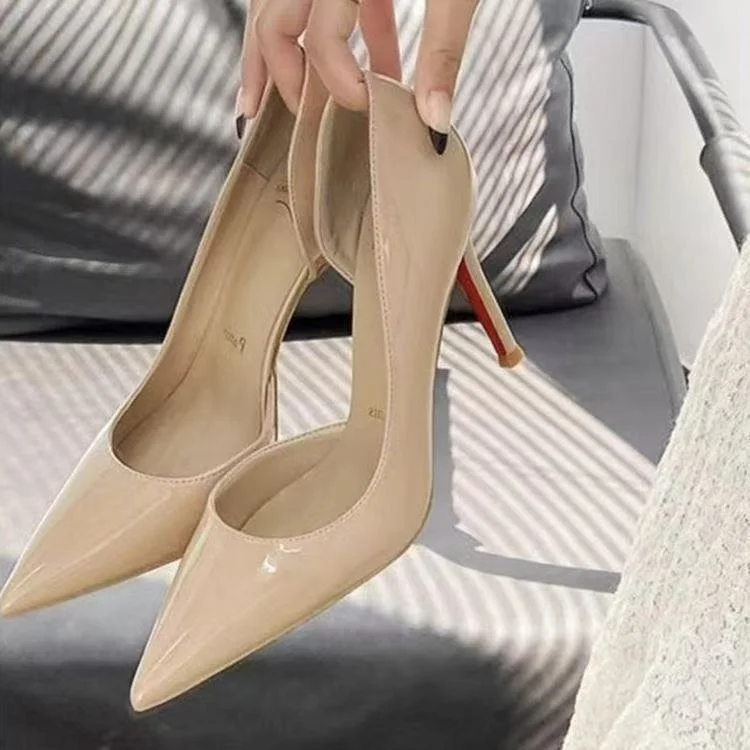 Breakj Breakj Side Air Sexy Nude High-Heeled Women Beautiful Fine Temperament Black Patent Leather Single Shoes 2025 New Spring And Autumn
