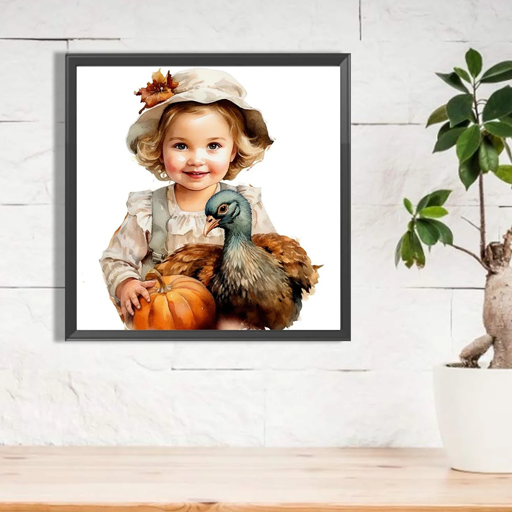 Diamond Painting - Full Round Drill - Harvest Farm Kid(Canvas|40*40cm)