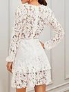 Crochet Hollow Long Sleeves Mini Dress