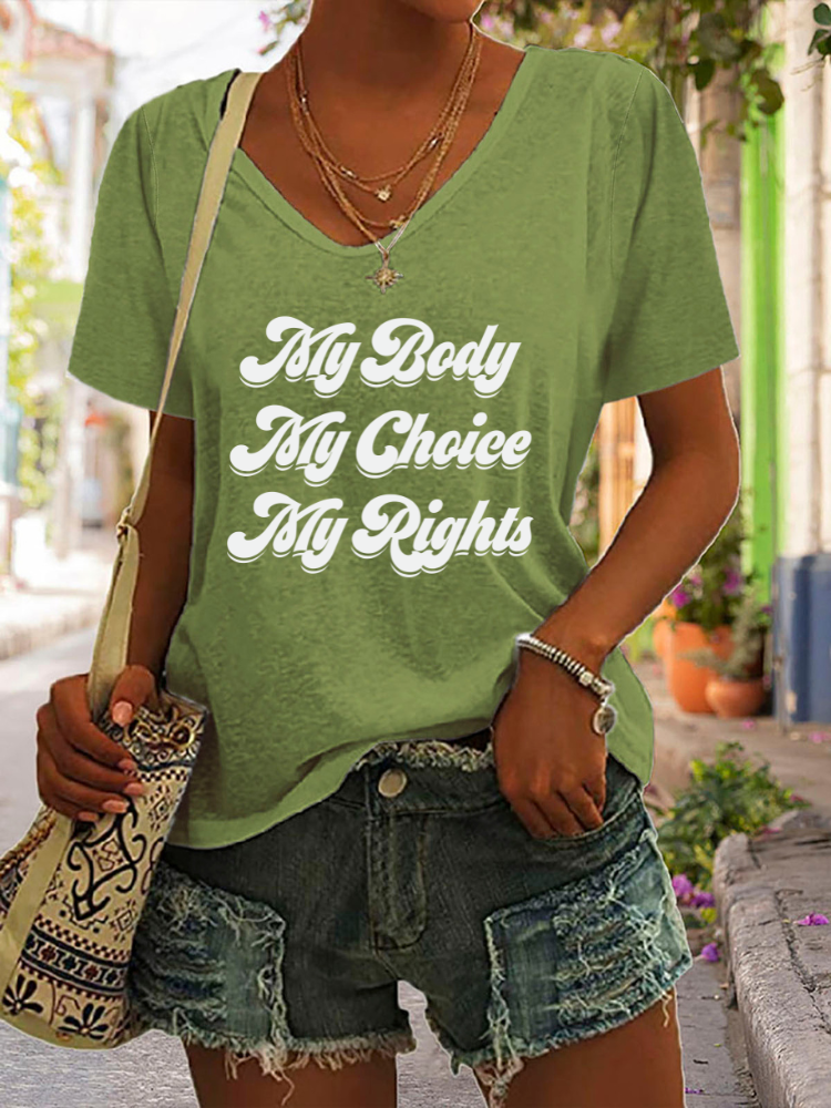 My Body My Choice Shirt, Womens Rights Shirt, Pro Choice Shirt,Cotton-Blend 10 Colors True To Size V Neck Short Sleeve T Shirt