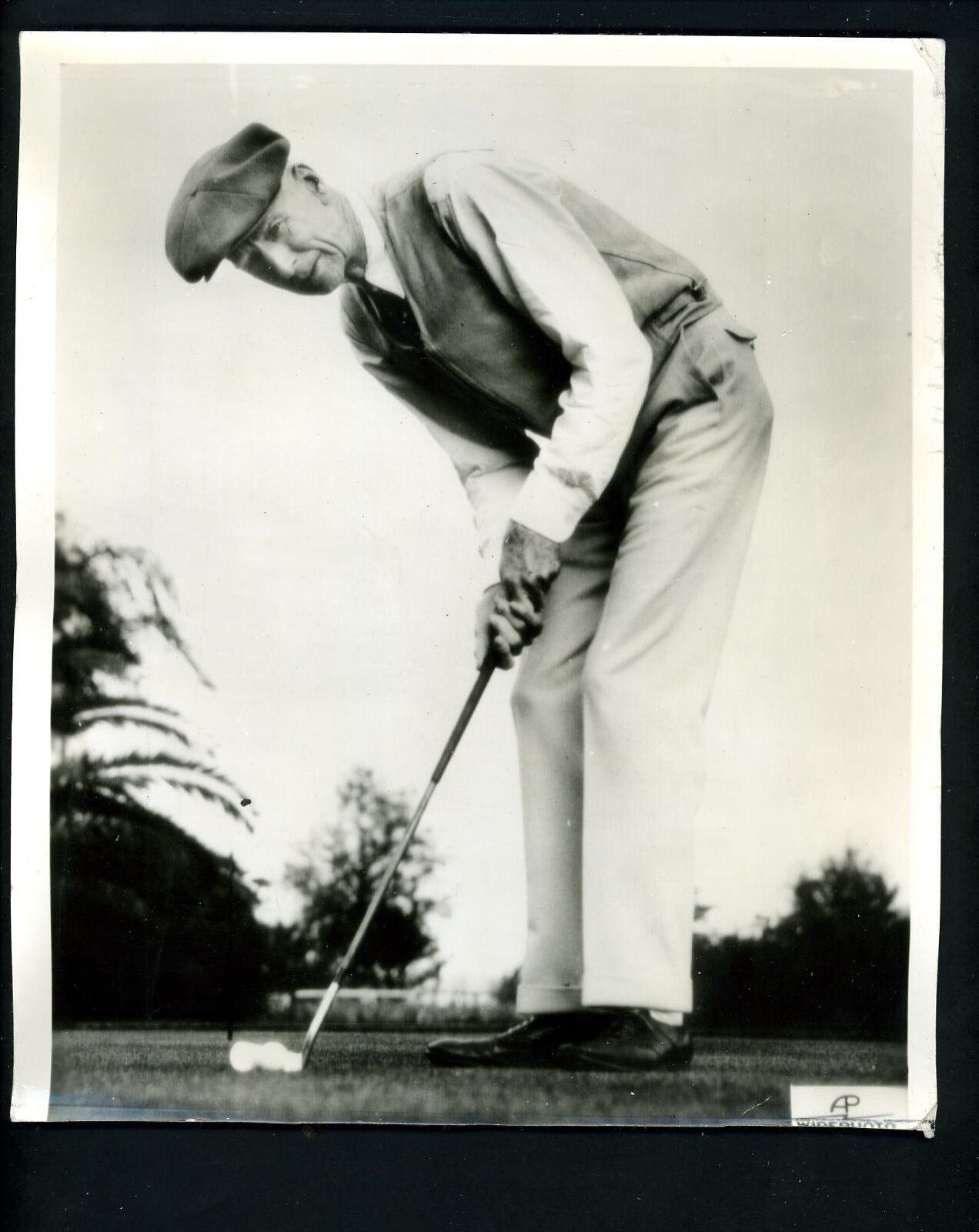 Connie Mack playing golf 1936 Press Wire Photo Poster painting Philadelphia A's