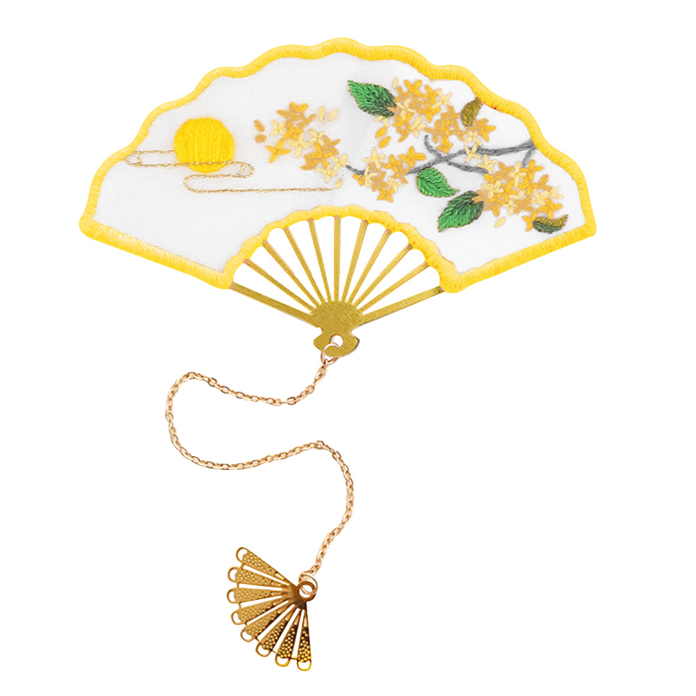 

Retro Chinese Blossom Fan Shaped Bookmark Embroidery - Cross Stitch, 501 Original