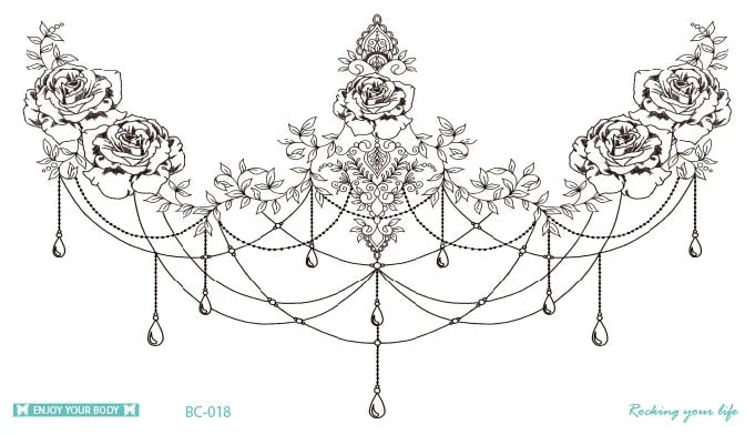 38 Kinds Adult Chest Back Tattoo Big Size Sexy Flowers Mandala Totem Waterproof Temporary Body Art Sticker tatouage temporaire