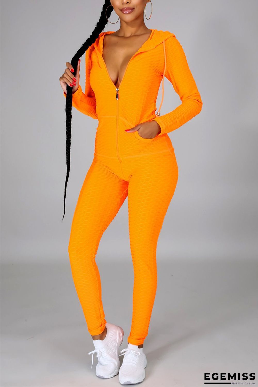 Yellow Fashion Casual Solid Basic Zipper Collar Long Sleeve Two Pieces | EGEMISS