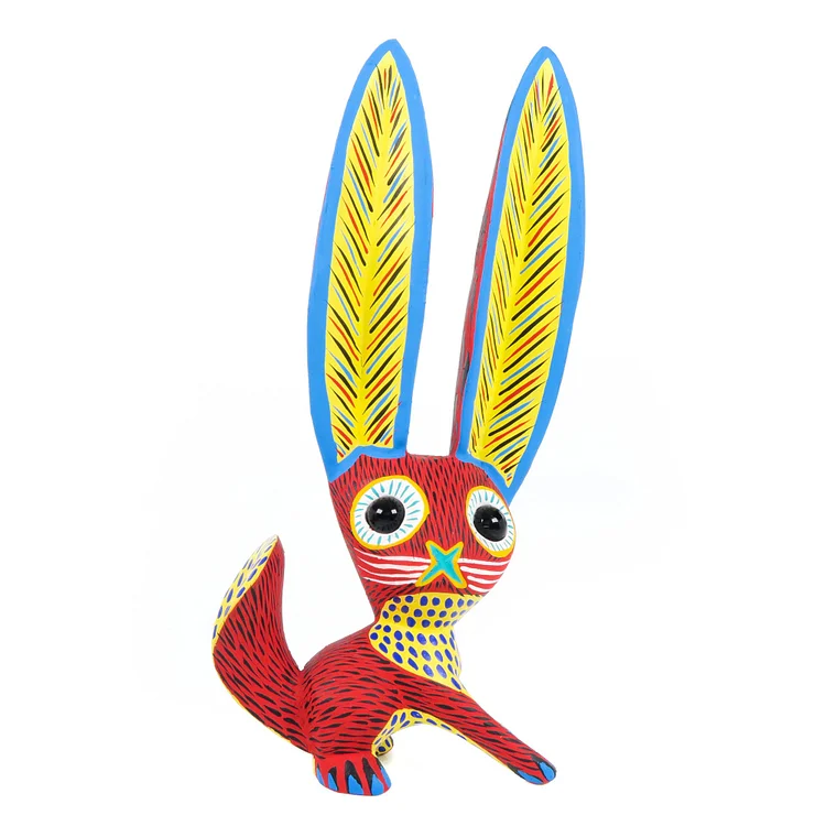 Big Eared Rabbit (Red) - Oaxacan Alebrije Wood Carving