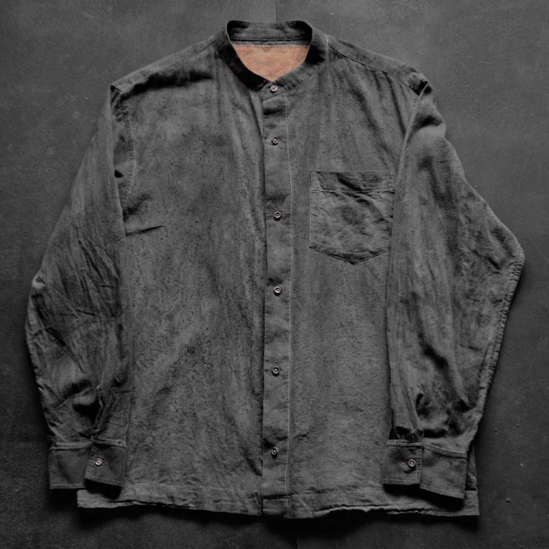 Men's Handwoven Cotton Stand Collar Shirt