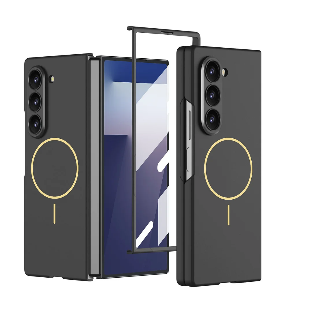 Suitable For Samsung Zfold7 Mobile Phone Case Thin Magnetic Absorbing Wireless Ring Film Integrated Ultra-Thin Flip Simple Wind Protection Case