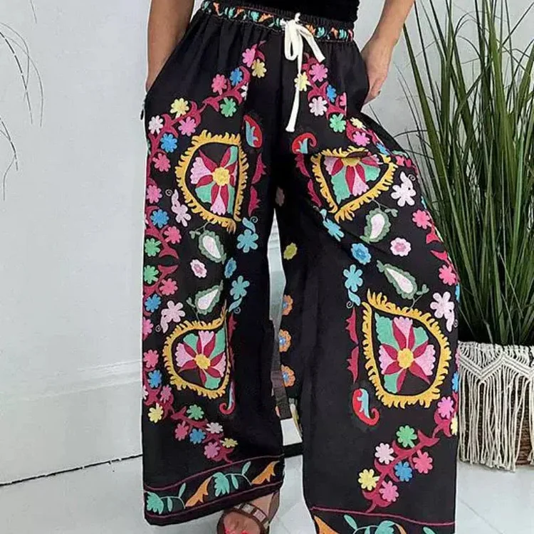 🔥Women's Drawstring Faux Denim Casual Pants