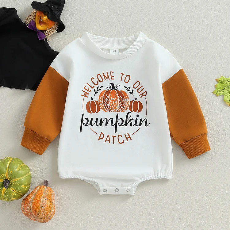 Baby Boy/Girl Halloween Pumpkin Letter Print Long Sleeve  Bodysuit