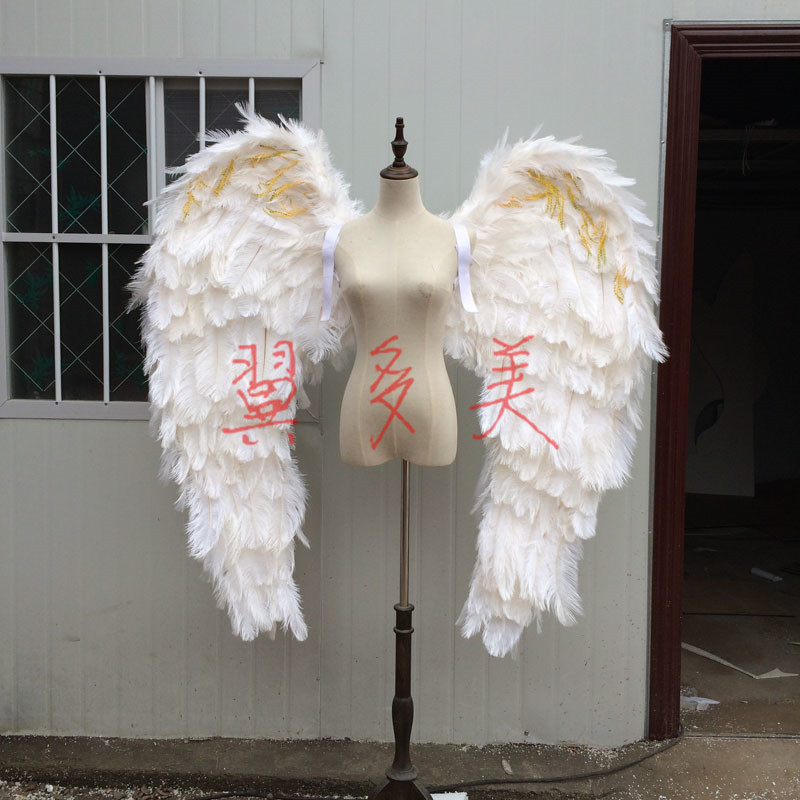 VCshoes Adults Shooing Props White Ostrich Feather Angel Wings Stage Car Show Performance Costumes 130cm