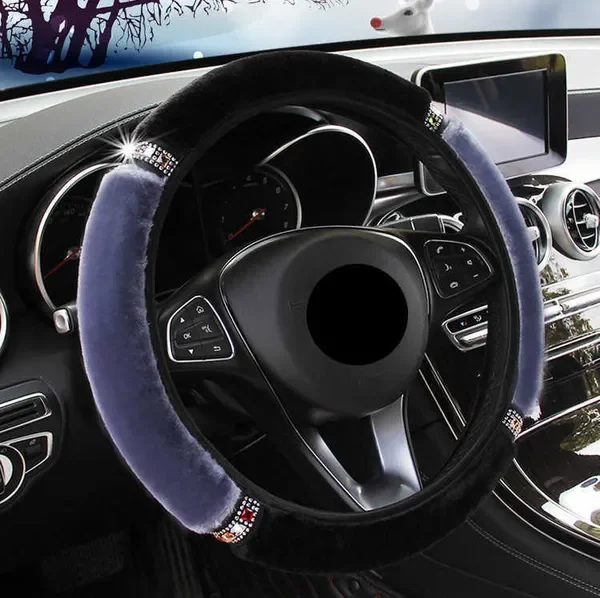 New Universal 37-38cm Diameter Soft Plush Rhinestone Car Steering Wheel Cover Interior Accessories Steering-Cover