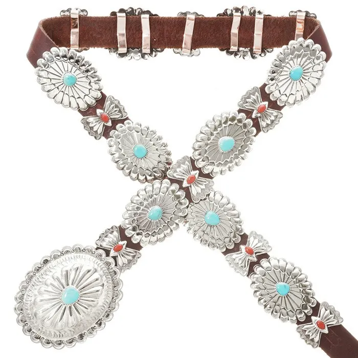 Turquoise Vintage Hand Engraved Belt