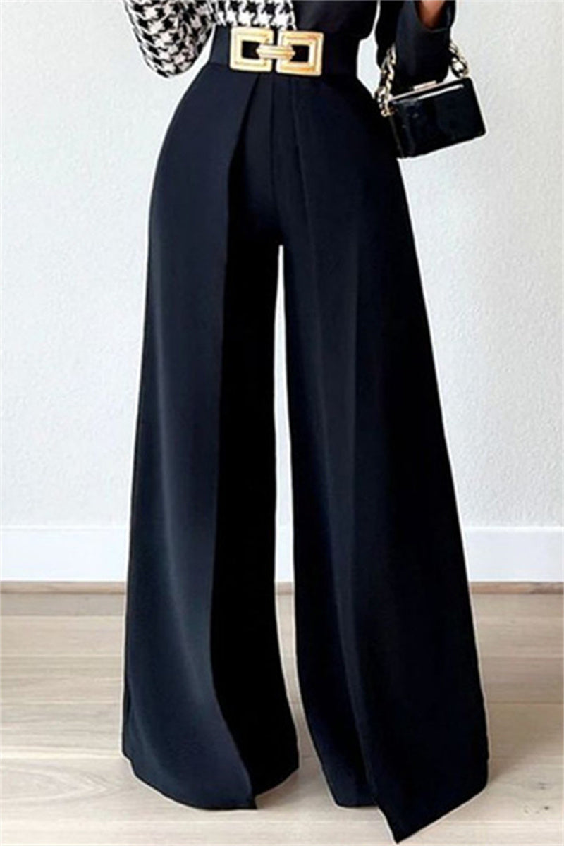 Casual Solid Sequins Loose Mid Waist Wide Leg Solid Color Bottoms(3 Colors)