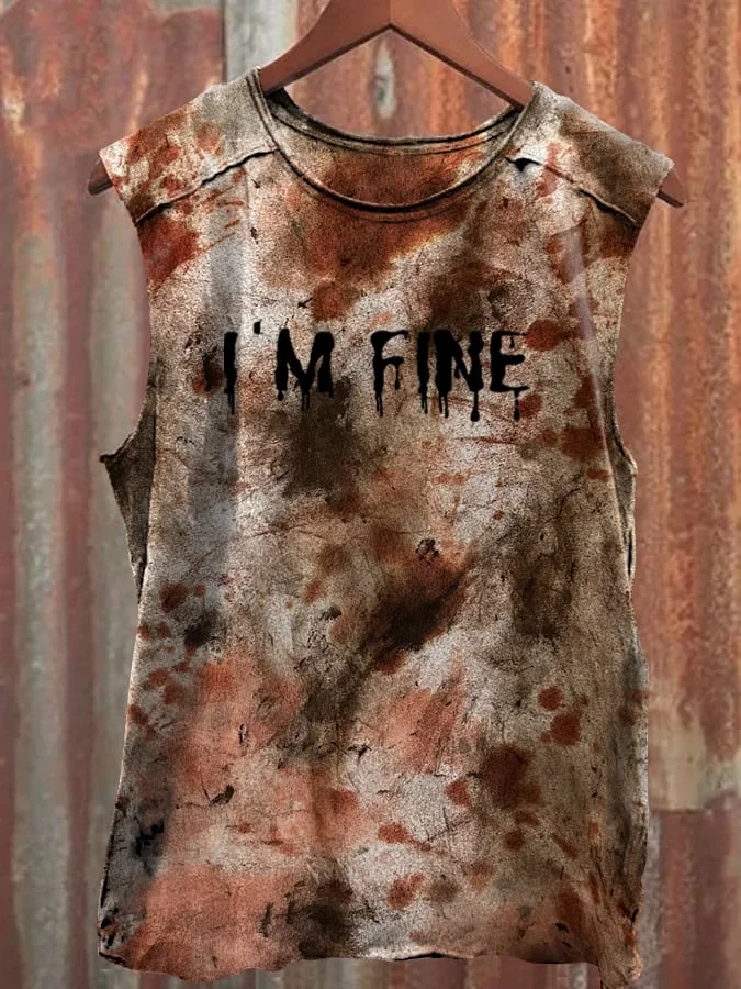 Men's Bloody I'm Fine Halloween Print Vest