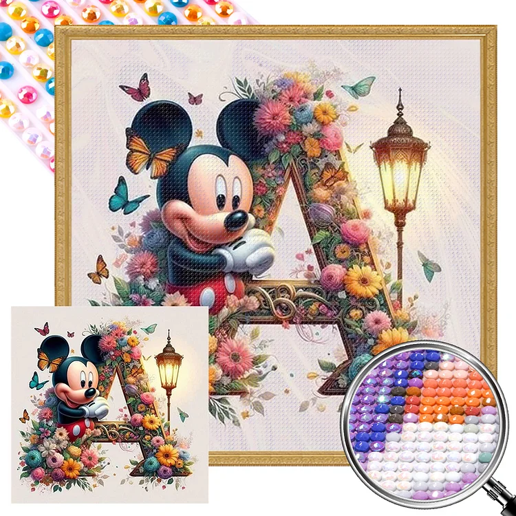 Mickey And Minnie 30*30CM (Canvas) Full AB Round Drill Diamond Painting gbfke