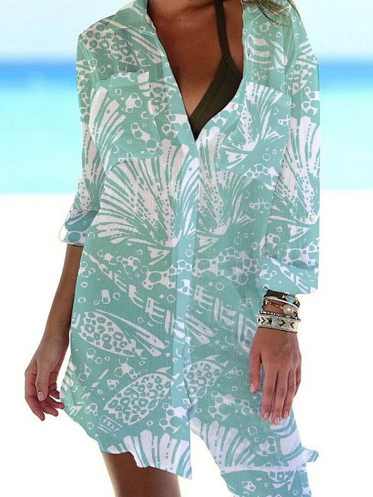 Women's Artistic Reef Texture PatternCasual Dress Shift Dress Mini Dress