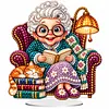 (Grandma)DIY Pearl Diamond Painting Acrylic Stand, Christmas Double-Sided Printed Tabletop Decoration, Special Shaped Diamond Art Craft Kit for Home Decor