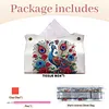 Kit de bo&icirc;te de mouchoirs Peacock DIY PU Diamond Box de Mouchoirs de bureau avec strass et bo&icirc;te de mouchoirs d&eacute;corative en diamant pour adultes