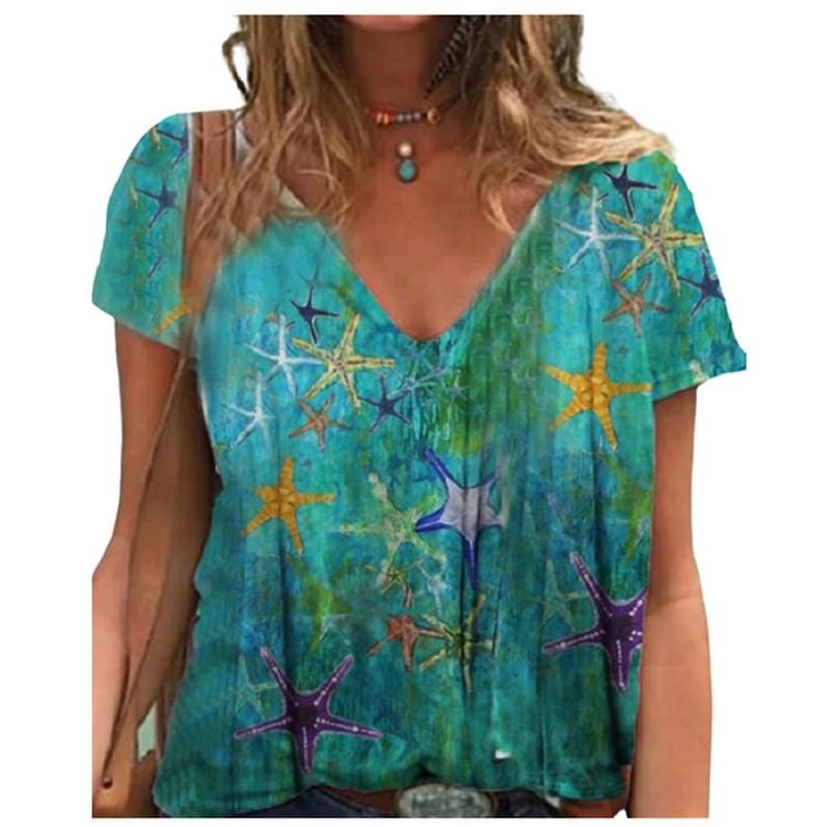 New Summer Floral Print T Shirt Women V-Neck Loose Casual Shirt Fashion Ladies O-Neck Streetwear Tops Size 3XL Clothes - Life is Beautiful for You - SheChoic