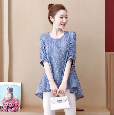 O-neck Big Size Casual Half Sleeve Embroidery Oversize Blouse