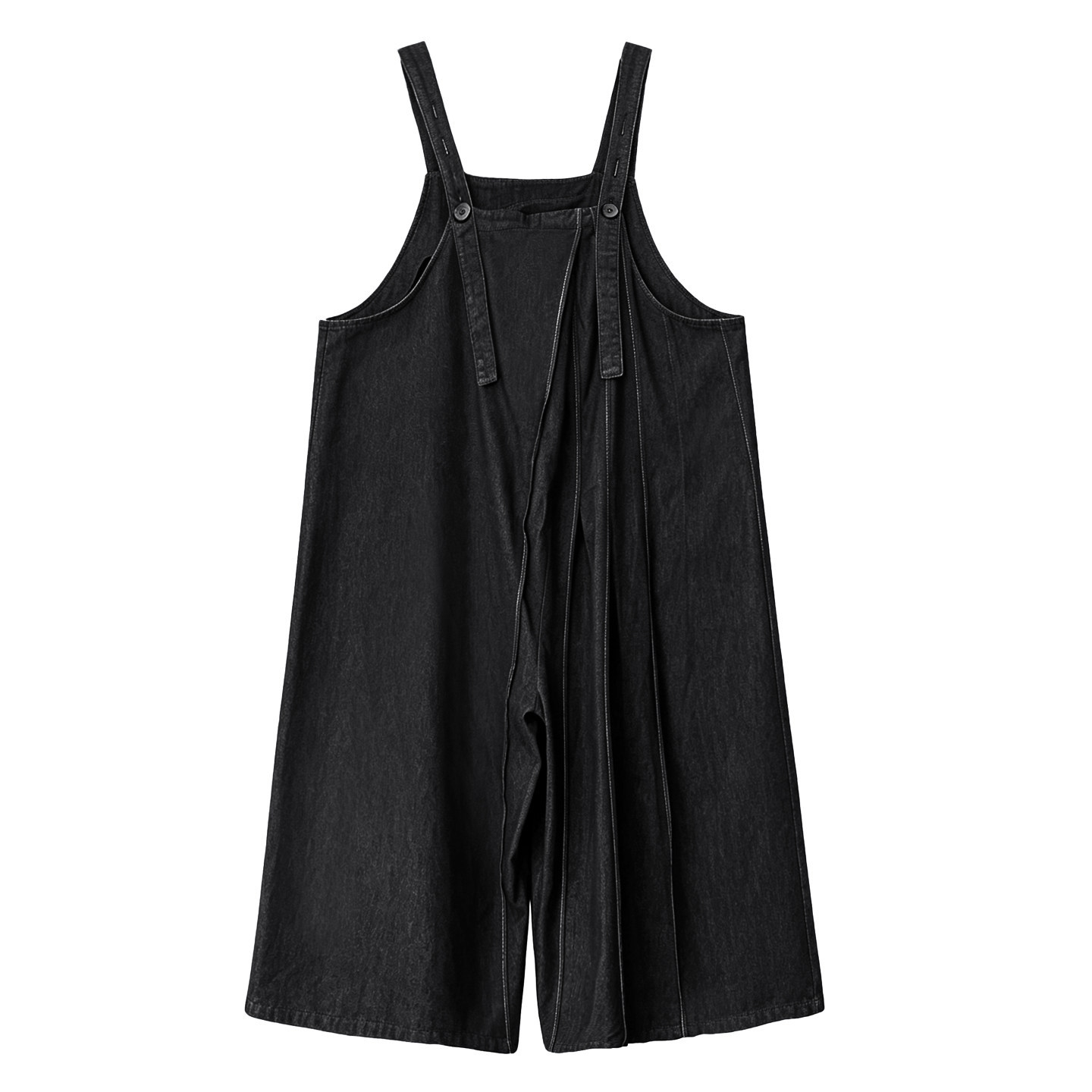 Niche design denim strap jumpsuit
