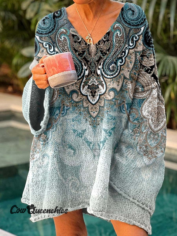 Women&rsquo;s Paisley Casual Pullover Sweater Multicolor / M