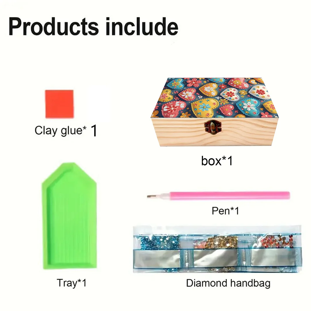 1Pc DIY Diamond Painting Wooden Storage Box Jewelry Box Kits (MZH017)