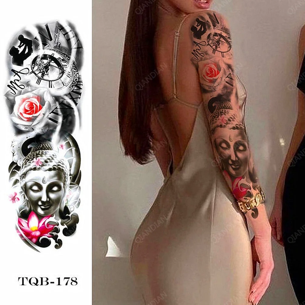 1pc Women Waterproof Temporary Tattoos Stickers Thighs Cool Hipster Skull Mermaid