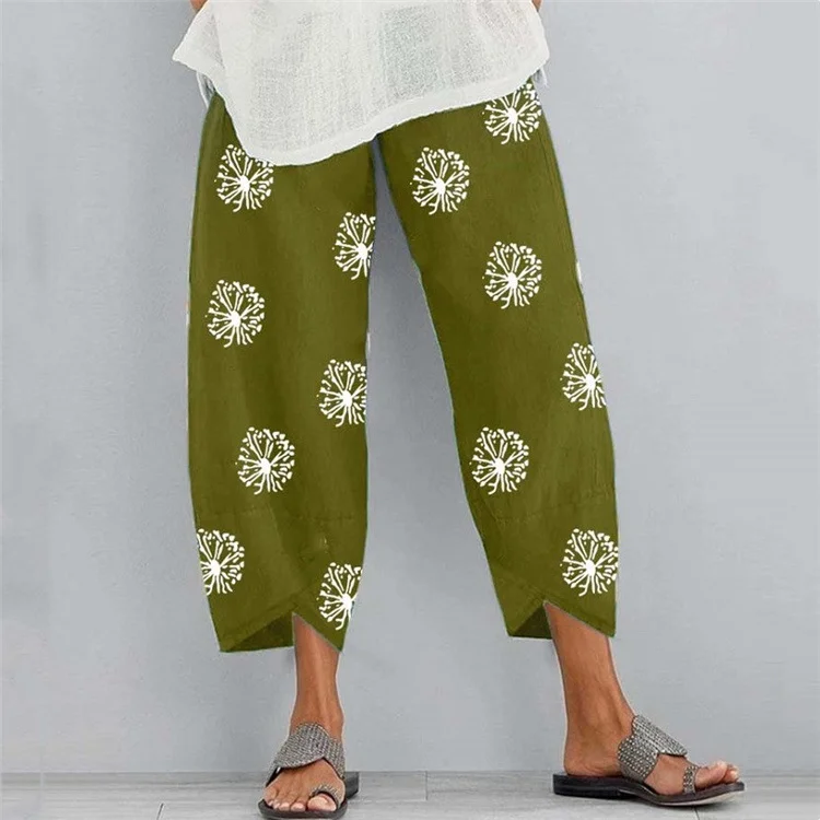 Women's Casual/Athletic Chino Pocket Print Cropped Trousers