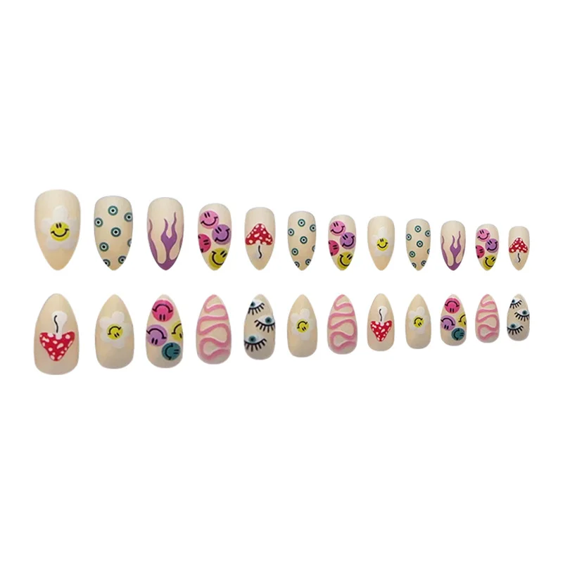 Churchf Churchf Nail Nail Smiling Face Eye Nail Wearing Nail Scrub Texture Stripe Pure Desire Nails