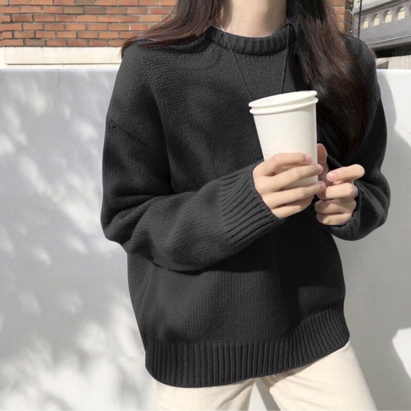 Hirsionsan Candy Color Sweater Women 2020 New Korean Vintage Knitted Pullovers O Neck Loose Soft Elegant Ladies Clothes