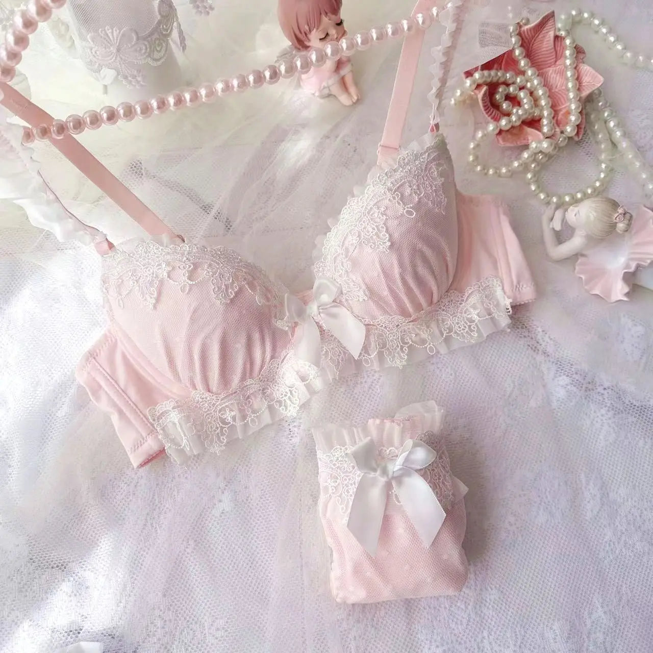 Water-soluble embroidery bras thin cup students college girls cute lingerie push up bralette sexy underwear bra set Aiertu