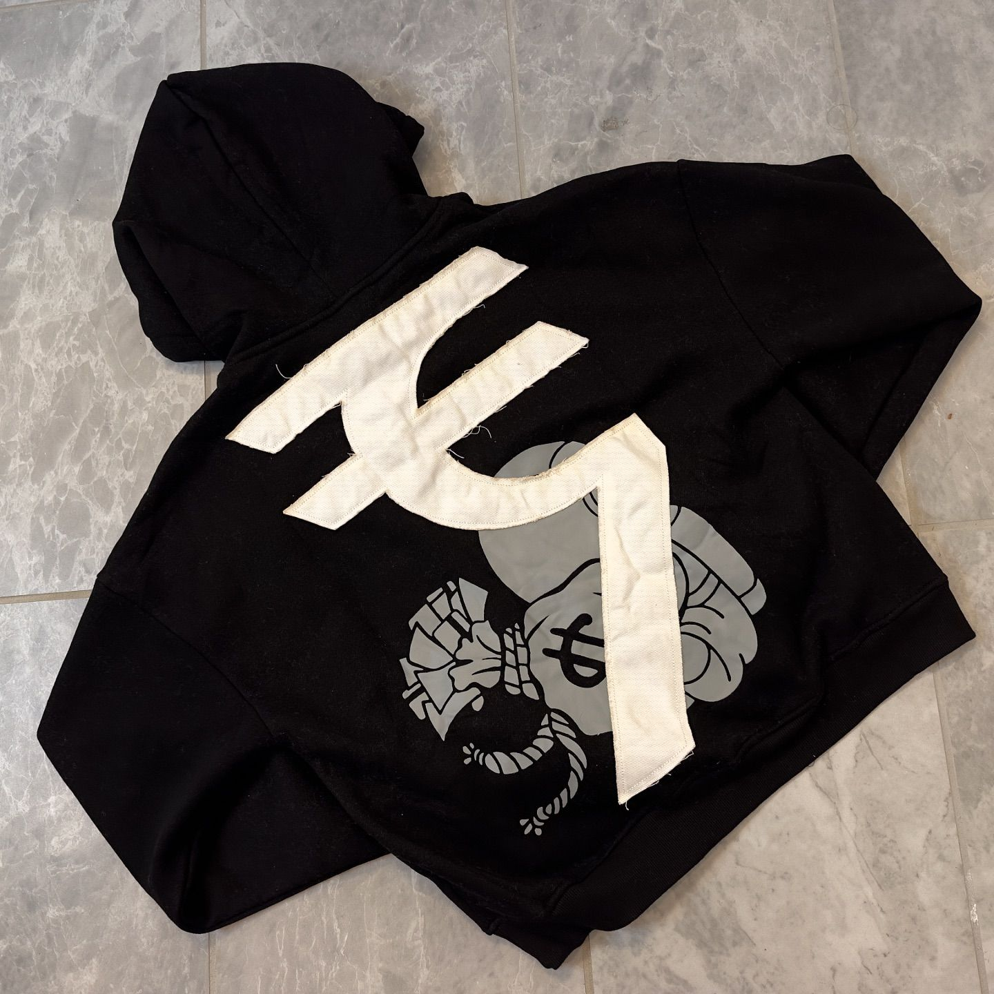 Applique printed hoodie