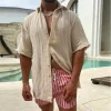 Men's Cotton Linen Casual Loose Solid Color Shirt