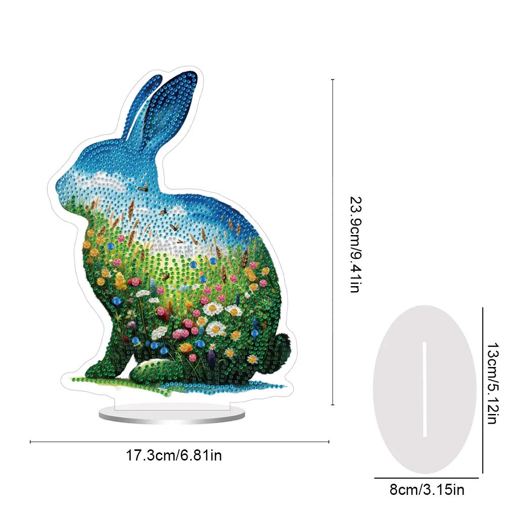 5D DIY Acrylic Rabbit Animal Scenery Silhouette Special Shape Diamond Painting Art Tabletop Decorations