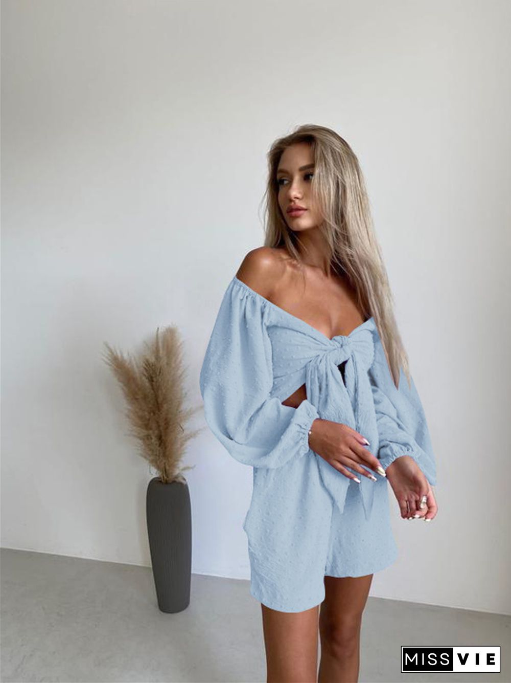 Summer New Fashion Leisure Suit Senior Sense Women's Long-sleeve Cardigan Shorts Two Sets