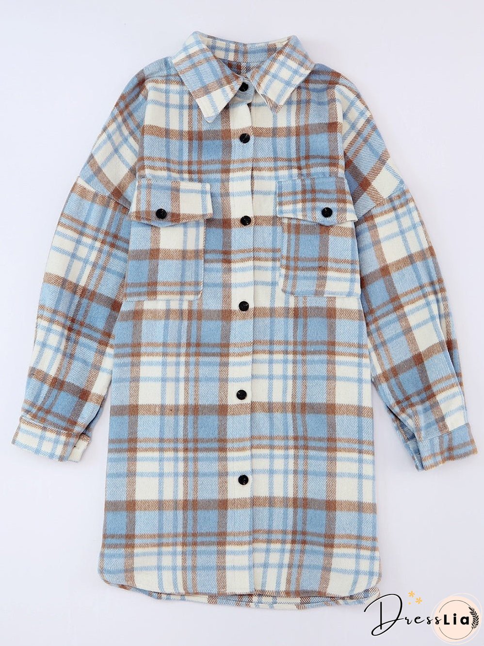 Blue and Brown Plaid Shirt