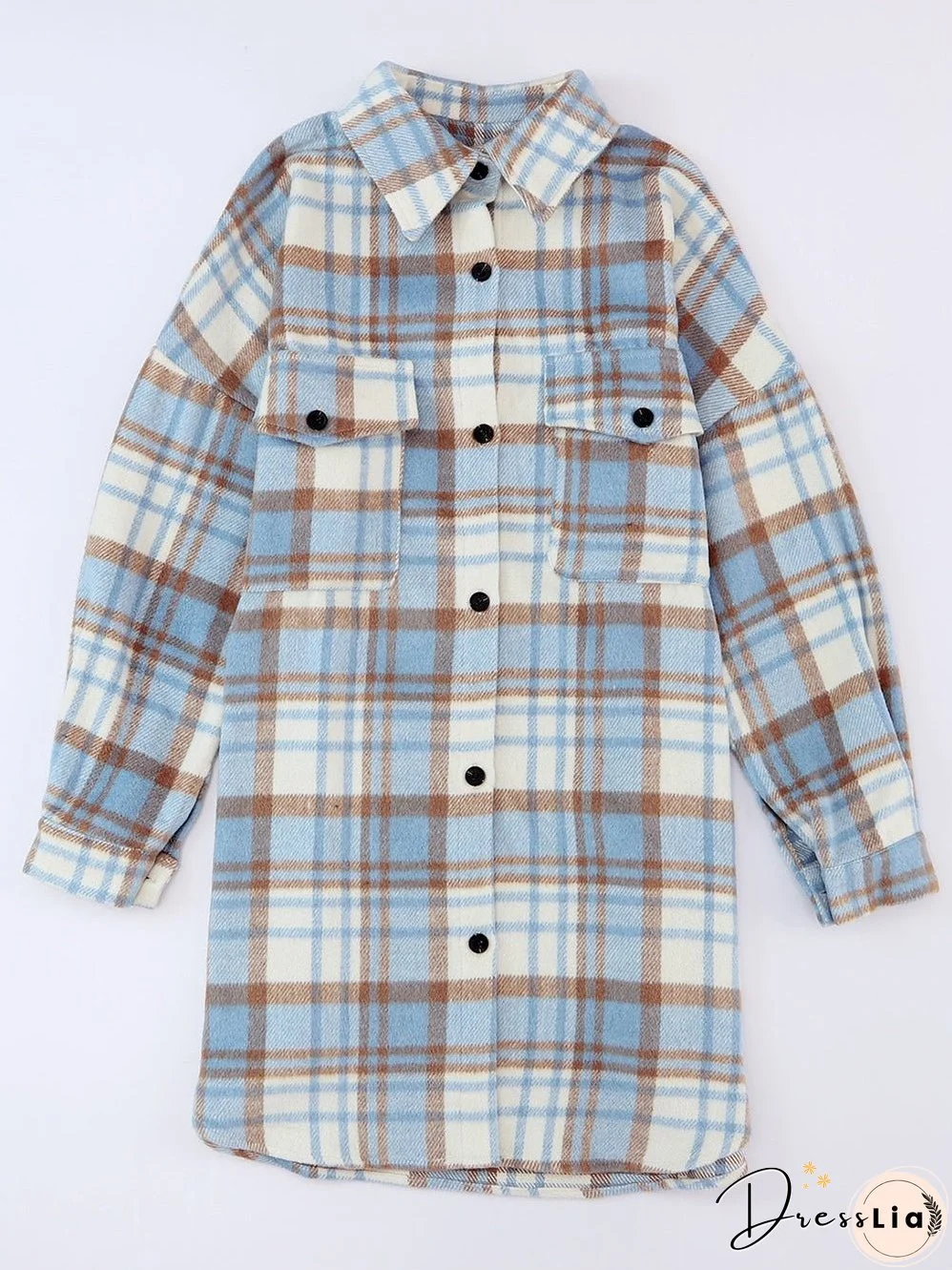 Blue and Brown Plaid Shirt