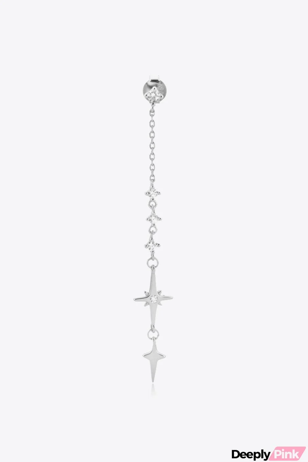 Inlaid Zircon 925 Sterling Silver Single Chain Earring