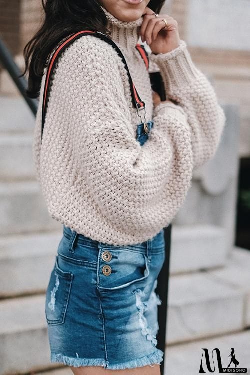 MidiSono - High Collar Sweater