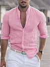 Men's Shirt Linen Shirt Solid Color Plain Collar Maroon Black White Pink Army Green Street Daily Long Sleeve Clothing Apparel Fashion Lightweight Casual Comfortable