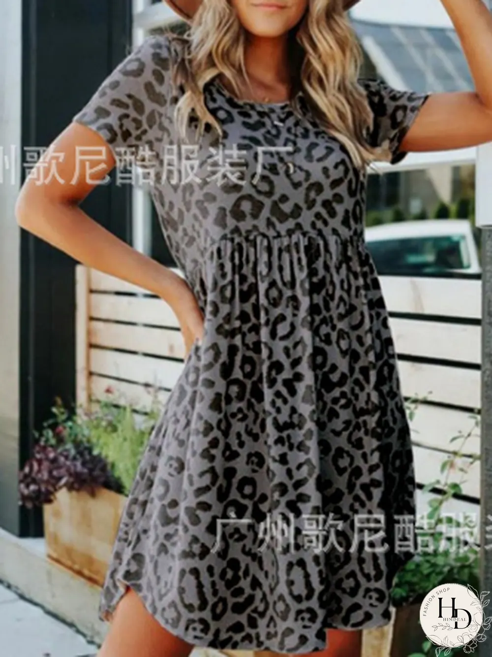 Casual Round Neck Short Sleeve Mini Elegant Dress