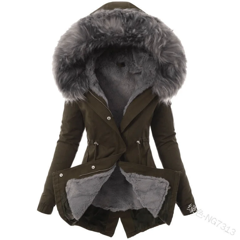Autumn and winter new products cotton hooded slim warm zipper jacket women
