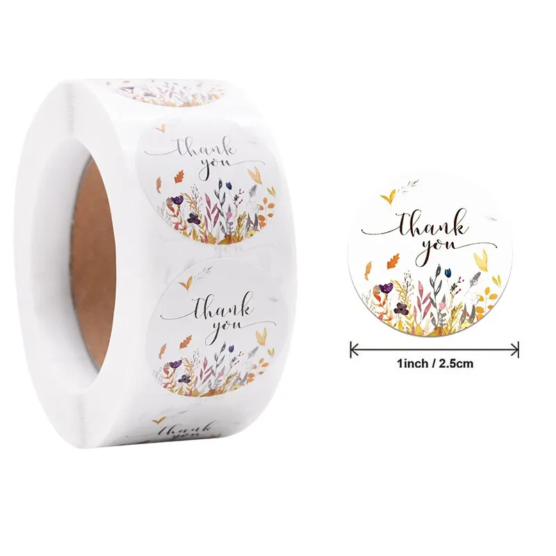 500pcs 1inch Thank You Stickers Round Seal Label Stationery Stickers Wedding Birthday Party Decoration Handmade Christmas Gifts