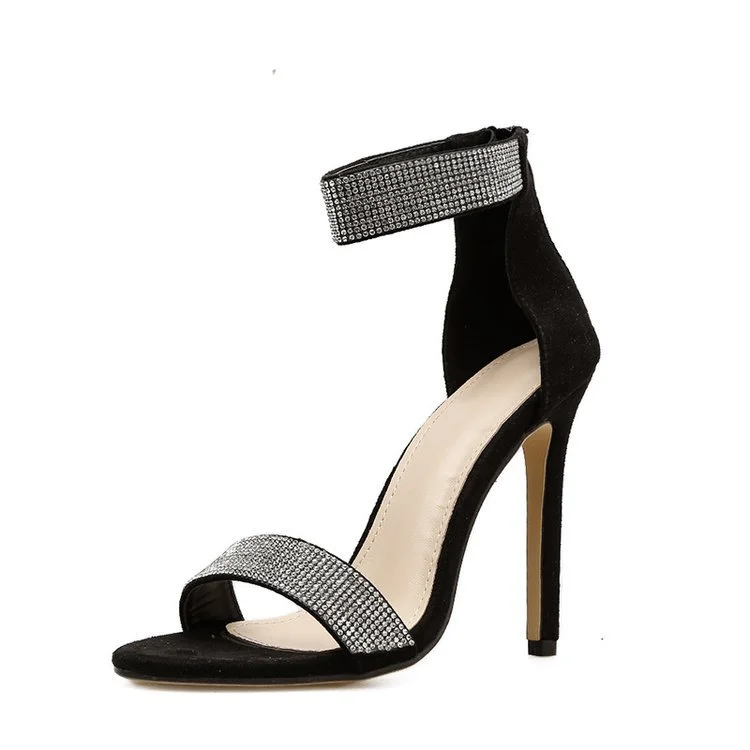 Churchf Churchf New Open Toe Women's Shoes Hollow Back Zipper Thin Heel Sexy Ultra High Heel Simple Sandals