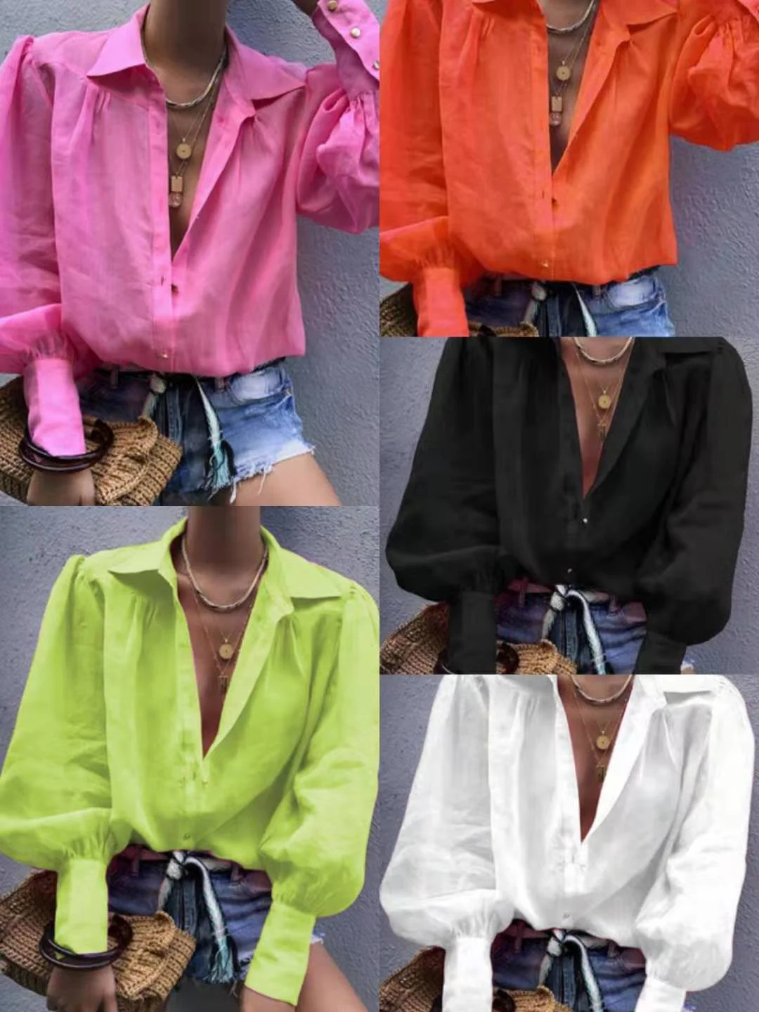 Solid Color Shirt Spring and Autumn New Women's Clothing Loose Casual Long Sleeve Shirt for Women